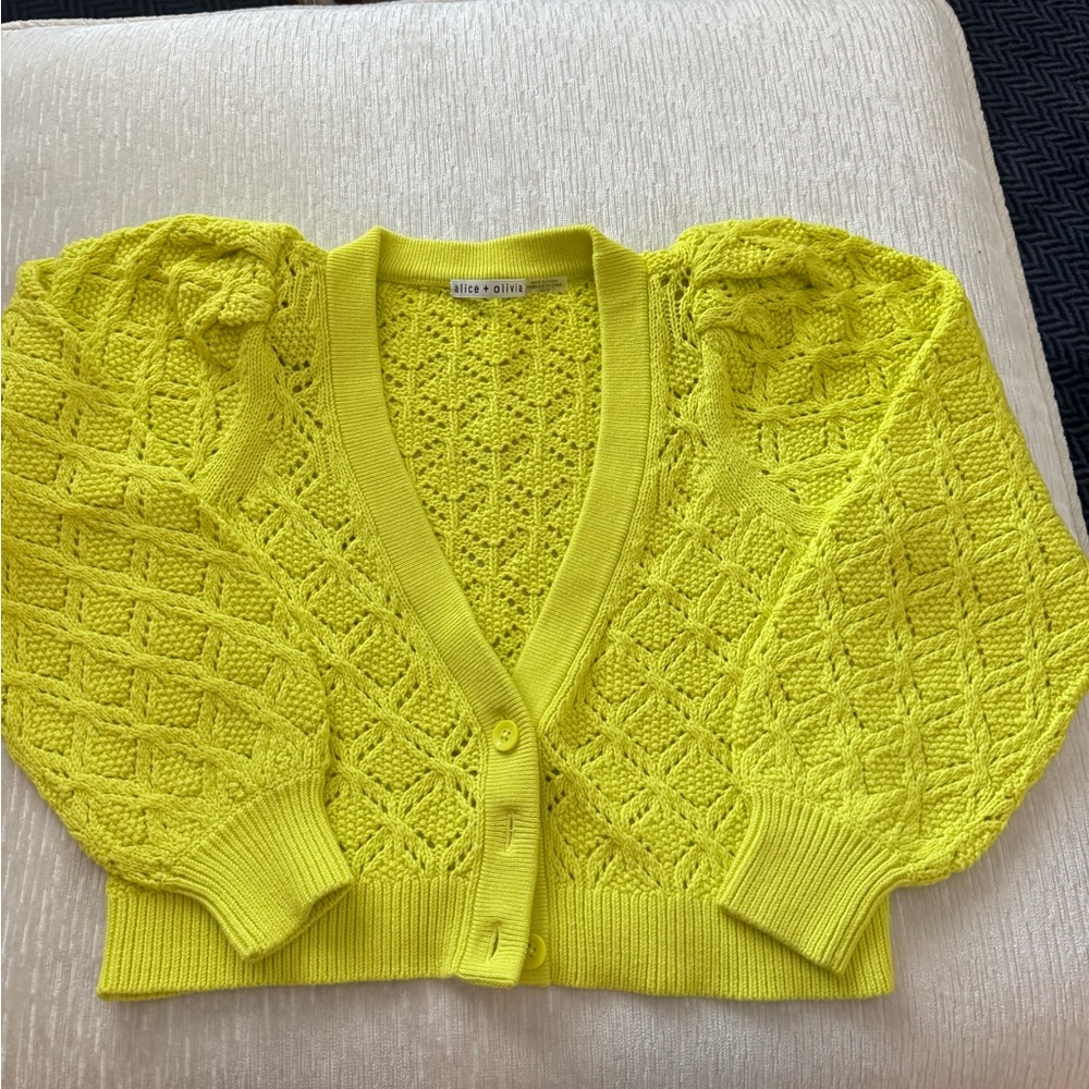 Alice + Olivia Yellow Knit Cardigan